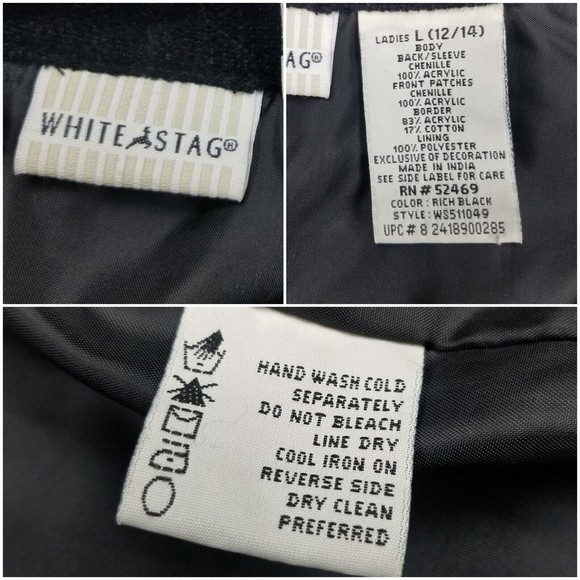 WHITE STAG Floral Embroidered Tapestry Lined Jacket Black Beaded Womens L 12/14 - Picture 5 of 12